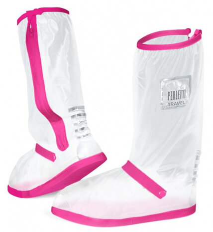 overschoen unisex 32 x 11,5 cm polyester wit/roze maat M