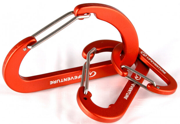 karabijnhaken 70 mm aluminium rood 3 stuks