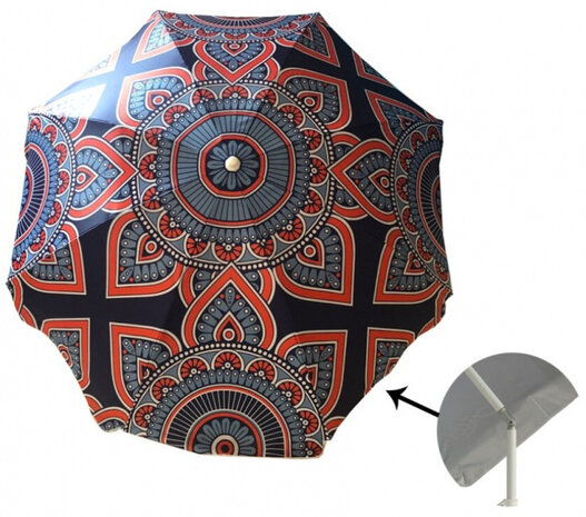 strandparasol 200 cm nylon/aluminium rood/blauw