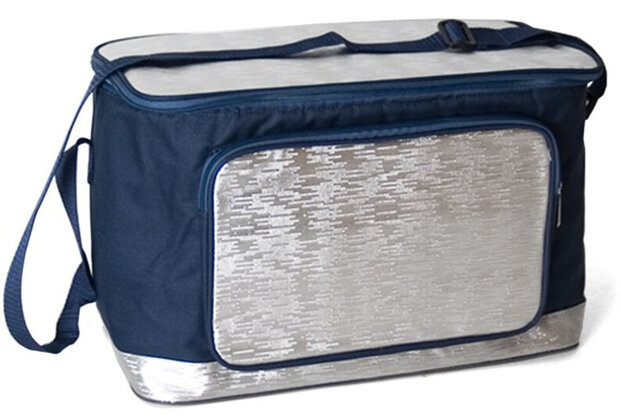 koeltas 39 x 26 cm 18 liter polyester blauw/zilver