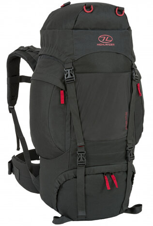 rugzak Rambler 76 cm 66 liter polyester donkergrijs