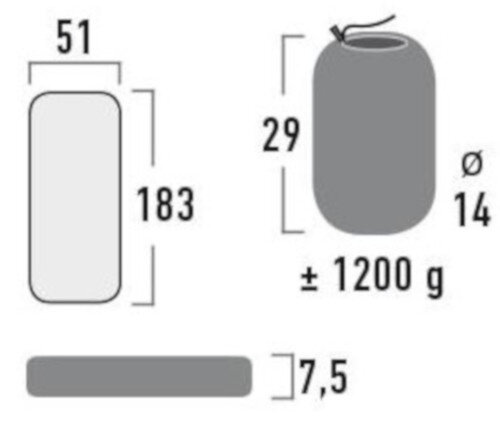 luchtbed Dayton 1-persoons 183 x 51 cm PVC antraciet