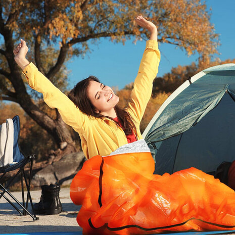 noodslaapzak 213 x 91 cm polyetheen oranje 5 stuks