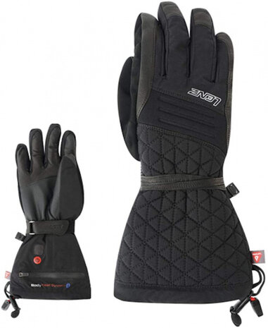 verwarmde handschoenen 4.0 dames leer/elastaan zwart mt L