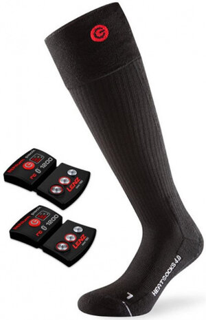 verwarmde sokken met accu 4.0 nylon/wol zwart/rood mt 35/38