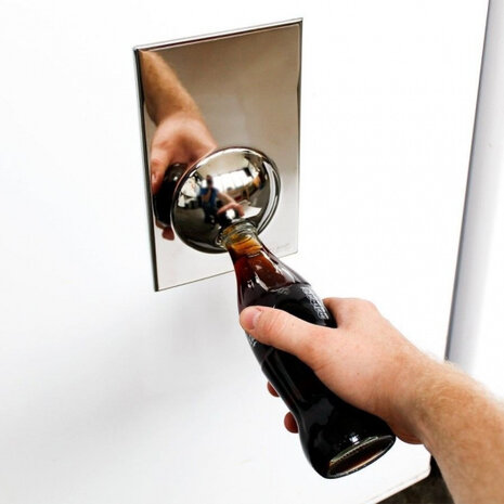 flesopener koelkastmagneet 20 cm metaal zilver