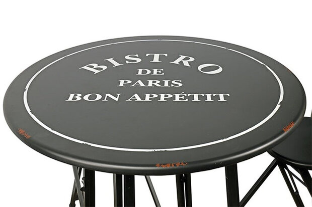 klaptafel en barkrukjes Lugo 103 cm aluminium zwart