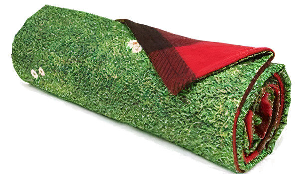 picknickkleed indoor 2-zijdig 140 cm fleece groen/rood