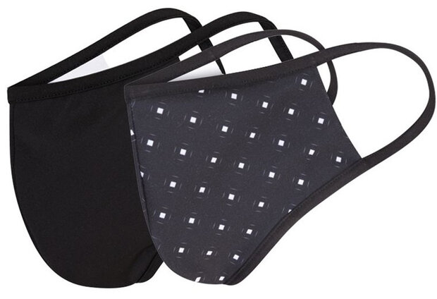 mondkapjes polyester/elastaan zwart/grijs 2 stuks