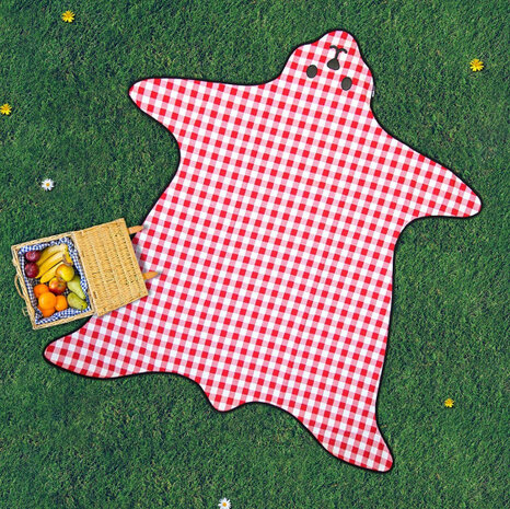 picknickkleed beer 165 x 150 cm polyester rood/wit
