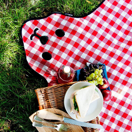 picknickkleed beer 165 x 150 cm polyester rood/wit