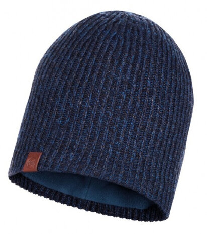 muts Knitted &amp; Polar Lyne acryl donkerblauw one-size