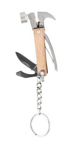 multitool Mini Hammer 3,4 x 13 cm hout/RVS naturel