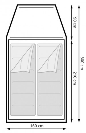 koepeltent Rocky 2-persoons 300 x 160 x 120 cm blauw