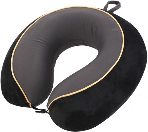 reiskussen Luxe 31 x 27 cm traagschuim zwart/grijs