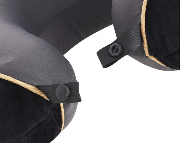 reiskussen Luxe 31 x 27 cm traagschuim zwart/grijs