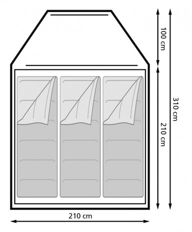 koepeltent Rocky 3-persoons 310 x 210 x 130 groen