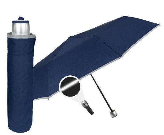 paraplu Mini 98 cm microfiber/staal donkerblauw/zwart