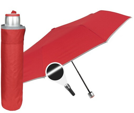 paraplu Mini 98 cm microfiber/staal rood/zilver