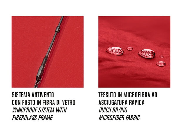 paraplu Mini 98 cm microfiber/staal rood/zilver