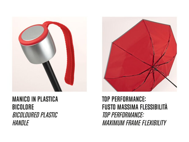paraplu Mini 98 cm microfiber/staal rood/zilver