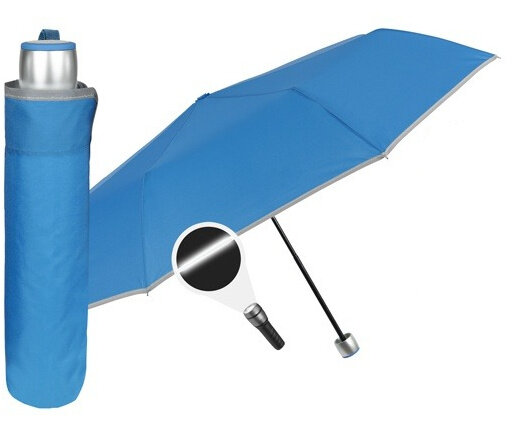 paraplu Mini 98 cm microfiber/staal blauw/zilver
