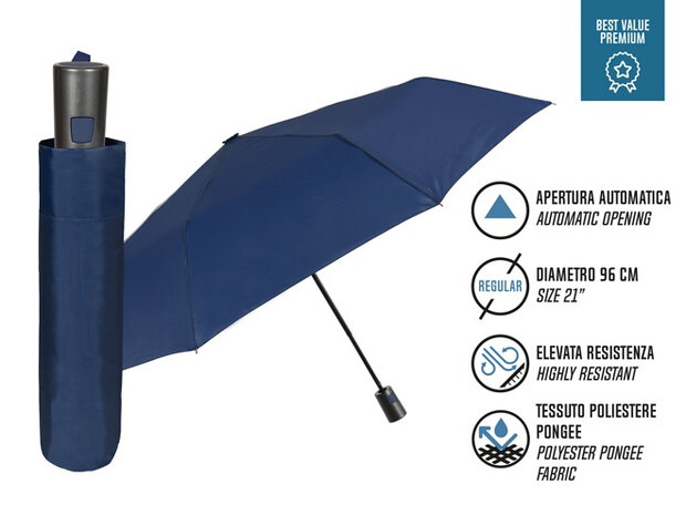 paraplu Mini 96 cm microfiber donkerblauw