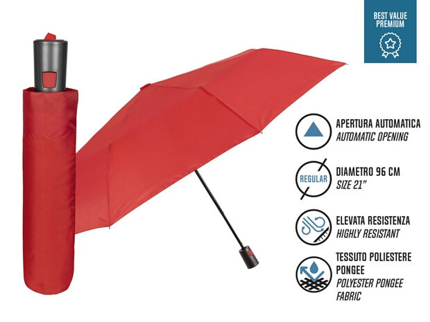paraplu Mini 96 cm microfiber rood