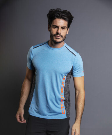 T-shirt heren polyester/nylon blauw maat S