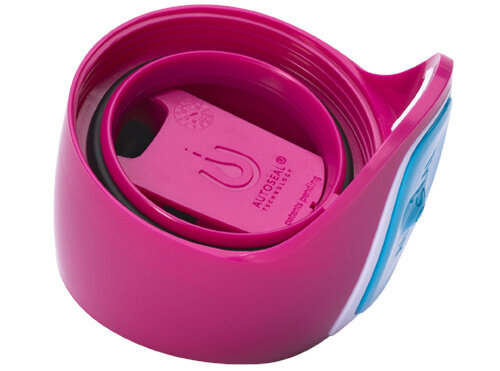 drinkflesdeksel Swish 8 x 5 cm donkerroze/blauw
