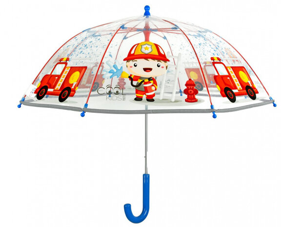 paraplu brandweer jongens 64 cm fiberglass transparant