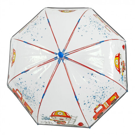 paraplu brandweer jongens 64 cm fiberglass transparant