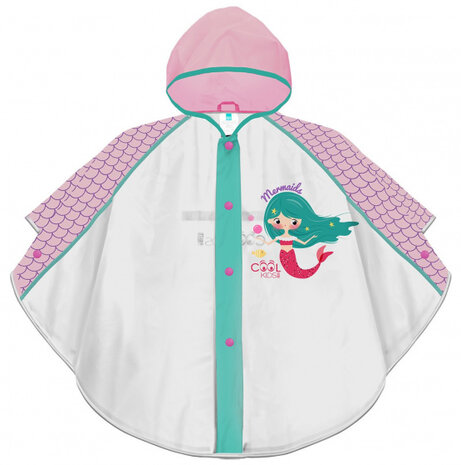 poncho Mermaid meisjes EVA wit/roze/groen one-size