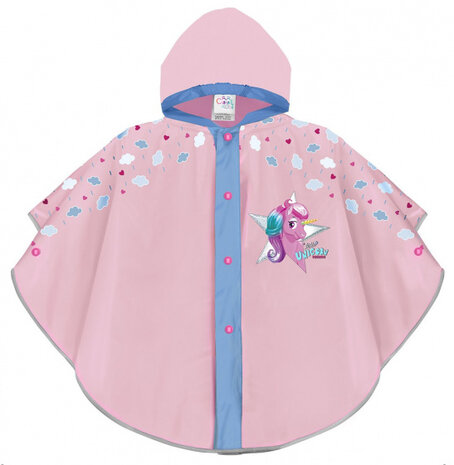 poncho Unicorn meisjes EVA lichtroze/blauw one-size