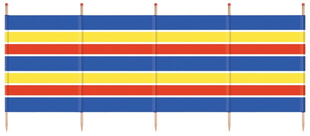 windscherm 120 x 287 cm hout/polyester blauw/geel/rood