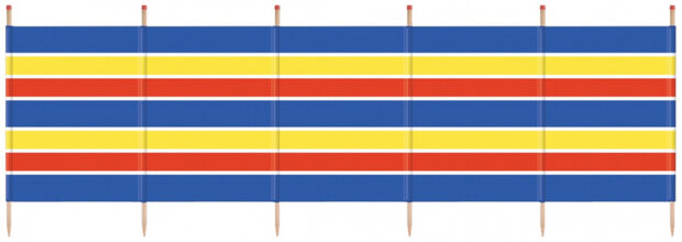windscherm 120 x 371 cm hout/polyester blauw/geel/rood
