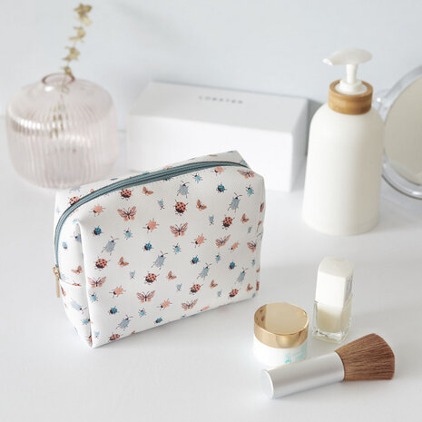 beautycase dames 16 x 12 cm polyester wit