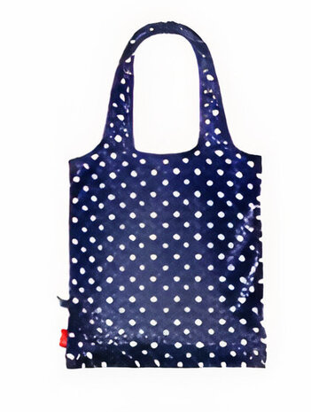 shopper Stippen polyester blauw/wit