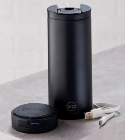 reisbeker Oxford 455 ml met powerbank RVS zwart