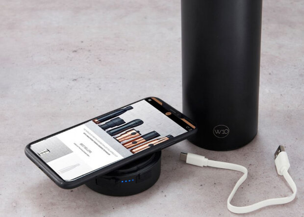 reisbeker Oxford 455 ml met powerbank RVS zwart