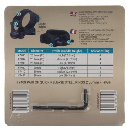 montageringen Quick Release 30 mm staal zwart 3-delig H