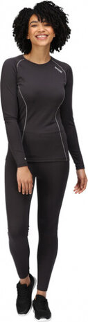 thermokleding Bamley dames polyester antraciet 2-delig mt 42