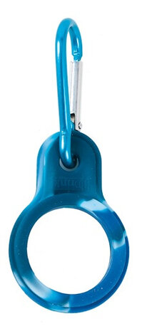 karabijnhaak voor drinkfles aluminium/staal blauw/wit