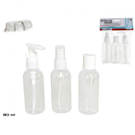 reisflesjes 80 ml transparant 3 stuks