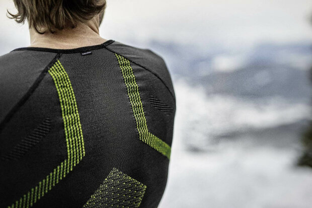 thermoshirt Warm Alpine heren zwart/geel maat 50-52