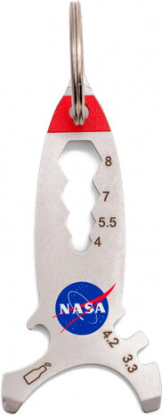 multitool raket 10 functies 8,5 cm staal zilver
