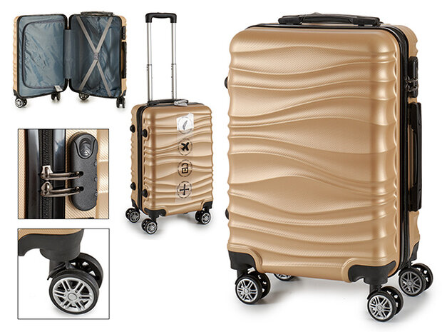 handbagagetrolley Waves 34,5 liter hardcase goud