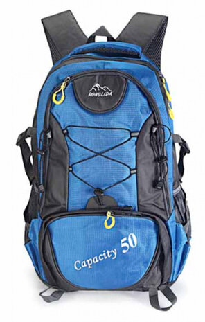 rugzak Trekking Ronglida 50 liter polyester lichtblauw