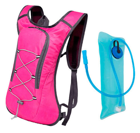 drinkrugzak 10 liter 28 x 43 cm polyester roze/grijs