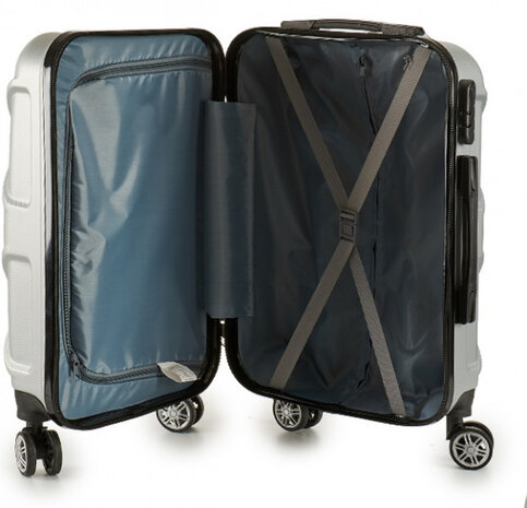 bagagetrolley 33 liter hardcase zilver